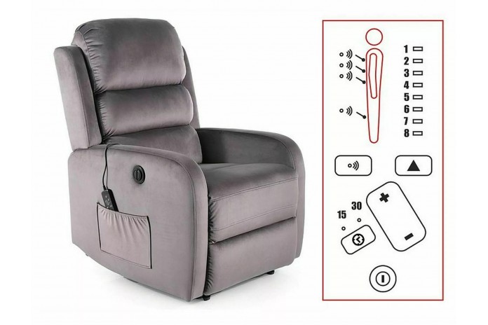 Fauteuil Relax Inclinable Électrique avec Fonction Massage Pégase