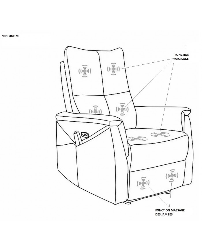 Fauteuil Relax Inclinable Électrique avec Fonction Massage Pégase