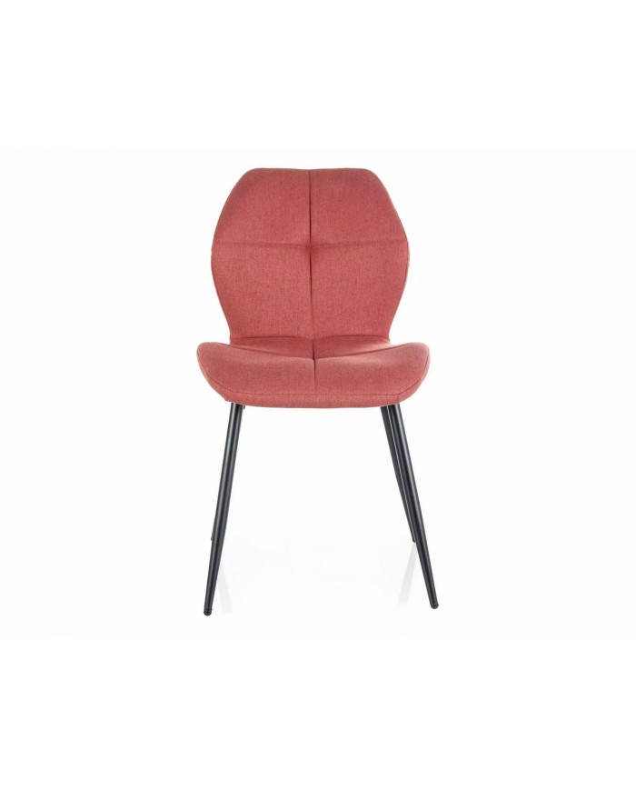 Chaise rembourrée confort tissu Nea pamplemousse pieds métal noir Frank