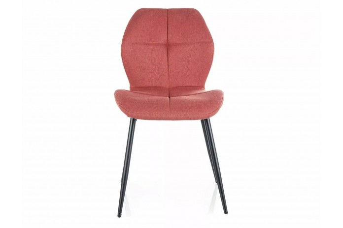Chaise rembourrée confort tissu Nea pamplemousse pieds métal noir Frank