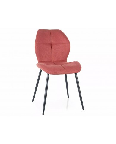 Chaise rembourrée confort tissu Nea pamplemousse pieds métal noir Frank