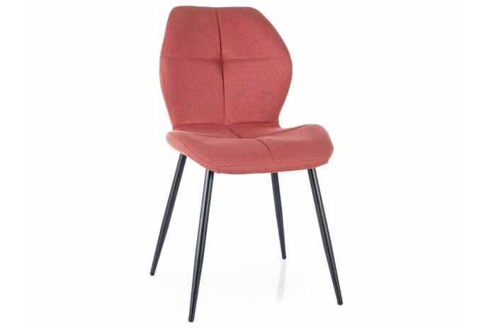 Chaise rembourrée confort tissu Nea pamplemousse pieds métal noir Frank