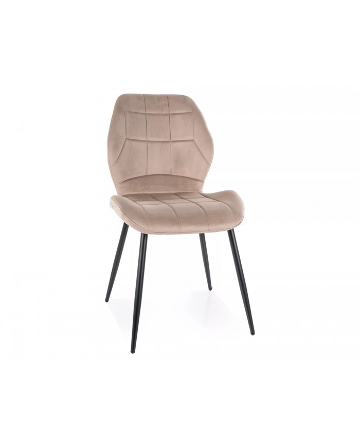 Chaise rembourrée en velours avec pieds en métal JAKE