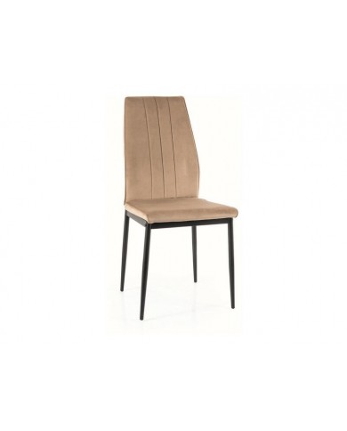Chaise rembourrée classique en velours et pieds métal Atom