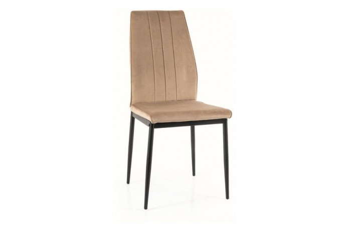 Chaise rembourrée classique en velours et pieds métal Atom