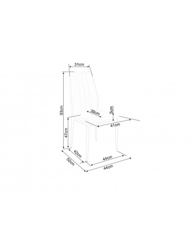 Chaise rembourrée classique en velours et pieds métal Atom