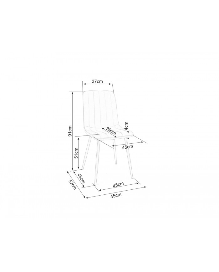 Chaises rembourrée en tissu ou velours avec pieds en métal Alan