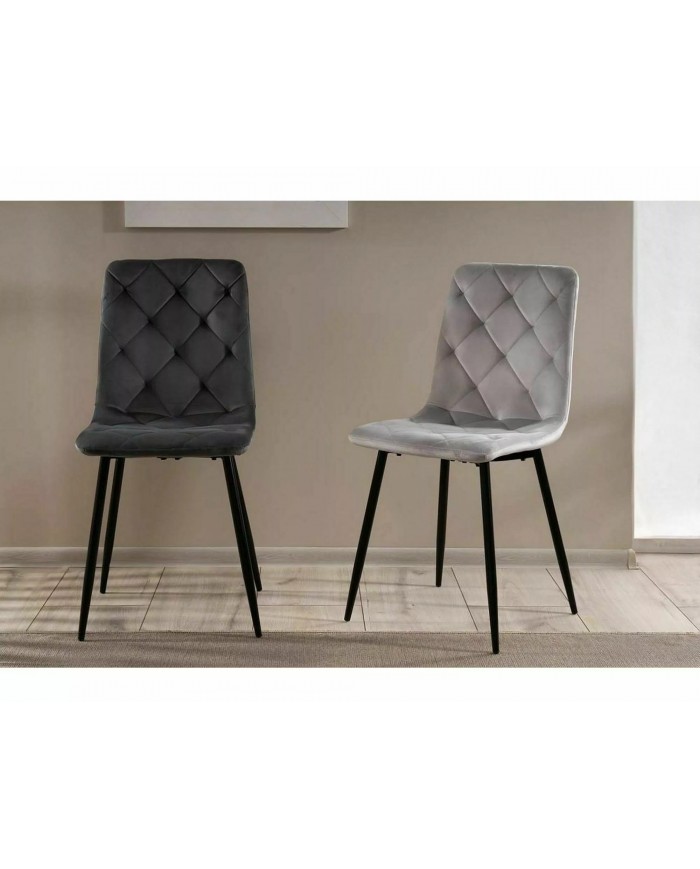 Chaise rembourrée en velours avec pieds en métal Jerry