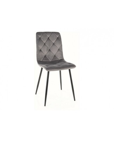 Chaise rembourrée en velours avec pieds en métal Jerry