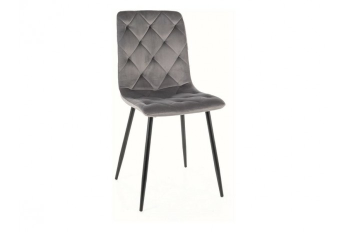 Chaise rembourrée en velours avec pieds en métal Jerry