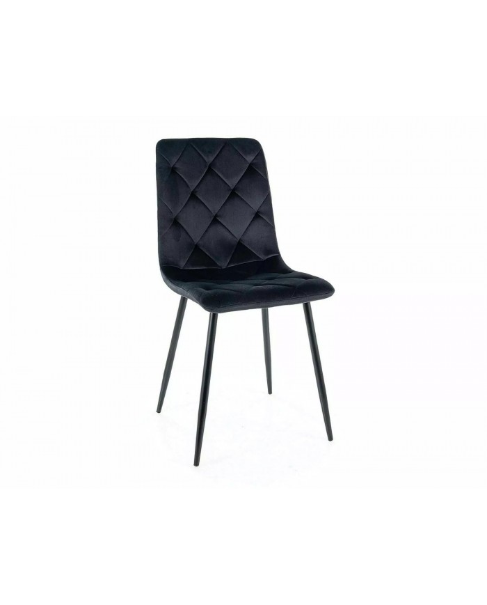 Chaise rembourrée en velours avec pieds en métal Jerry