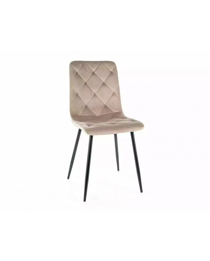 Chaise rembourrée en velours avec pieds en métal Jerry