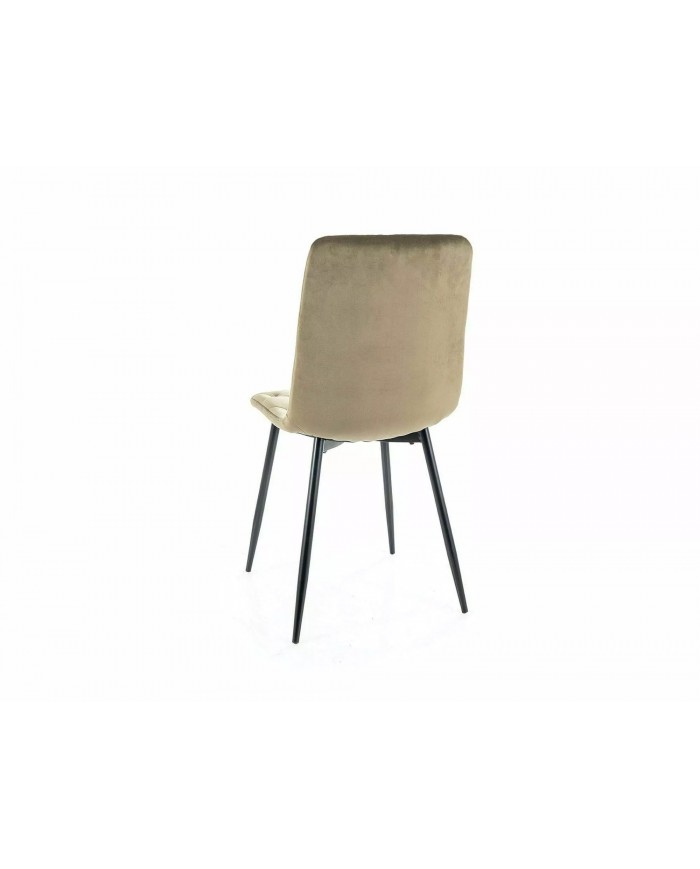 Chaise rembourrée en velours avec pieds en métal Jerry