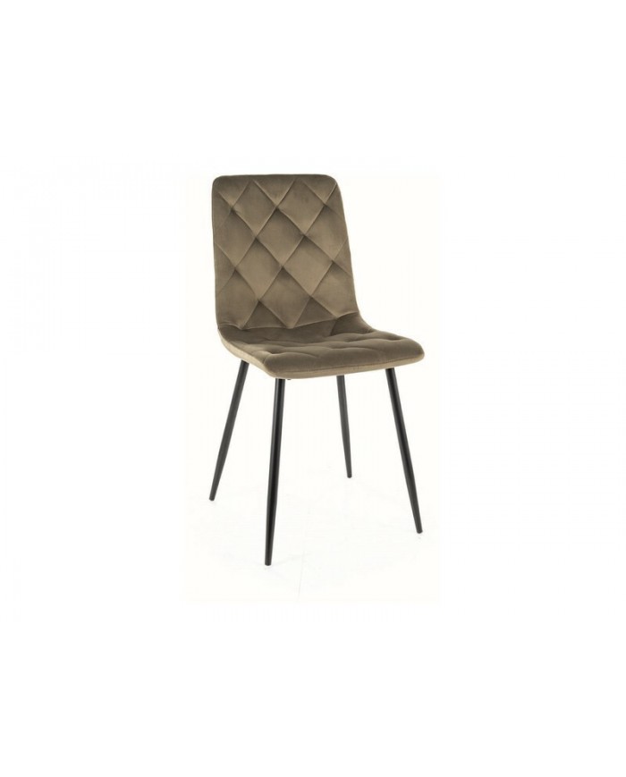 Chaise rembourrée en velours avec pieds en métal Jerry