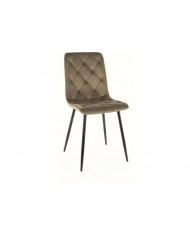 Chaise rembourrée en velours avec pieds en métal Jerry