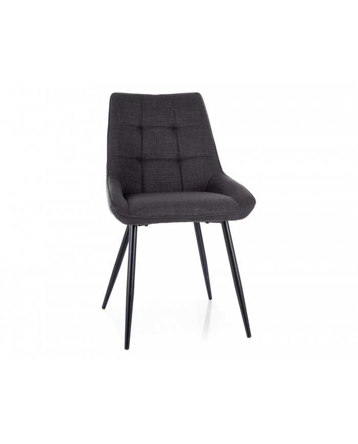 Chaise rembourrée confort en tissu avec pieds et poignée en métal noir Klif