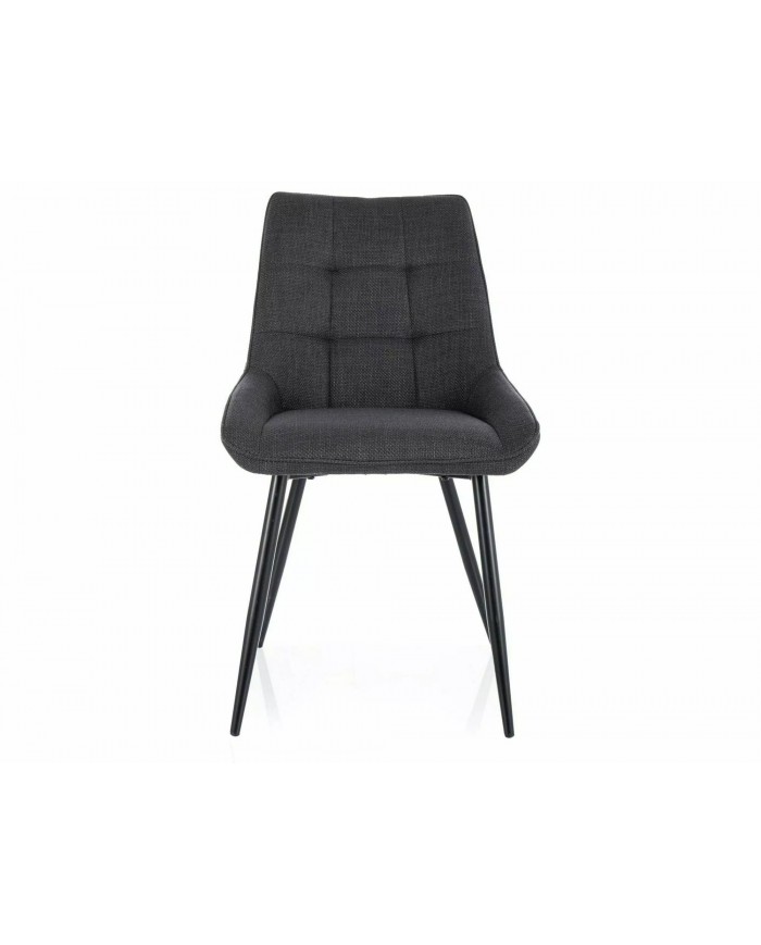 Chaise rembourrée confort en tissu avec pieds et poignée en métal noir Klif