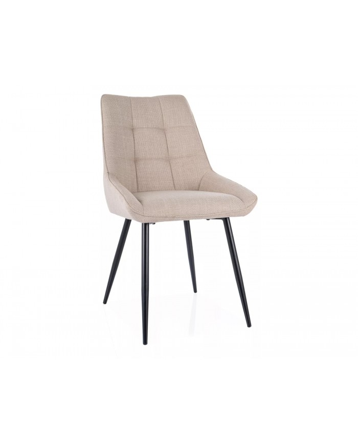 Chaise rembourrée confort en tissu avec pieds et poignée en métal noir Klif