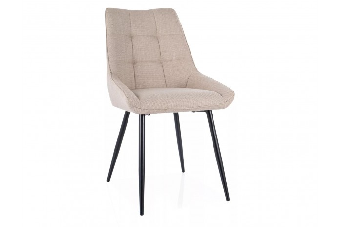 Chaise rembourrée confort en tissu avec pieds et poignée en métal noir Klif