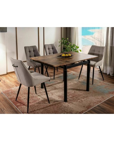 Chaise rembourrée confort en tissu avec pieds et poignée en métal noir Klif