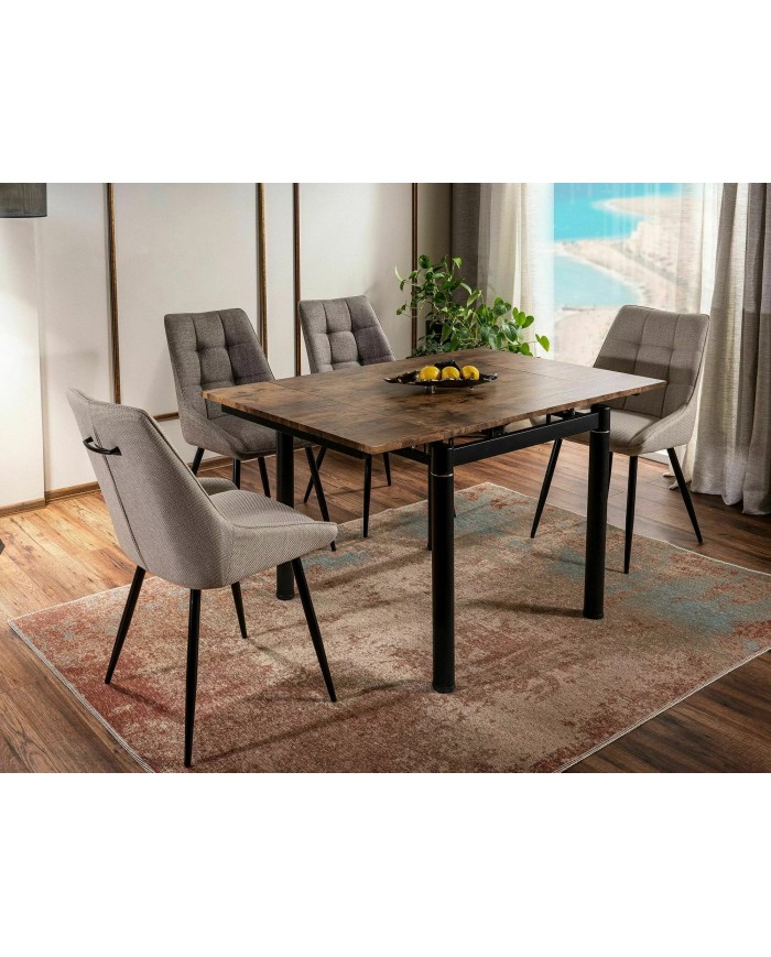 Chaise rembourrée confort en tissu avec pieds et poignée en métal noir Klif