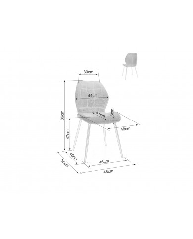 Chaise rembourrée confort tissu Nea pamplemousse pieds métal noir Frank