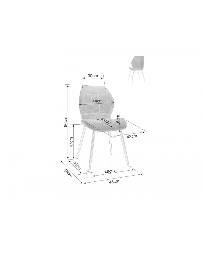 Chaise rembourrée confort tissu Nea pamplemousse pieds métal noir Frank