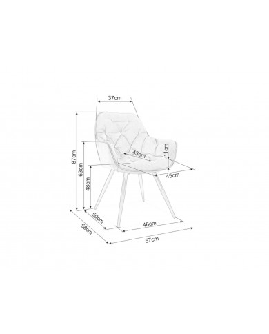 Chaise rembourrée en tissu avec pieds métal Cherry