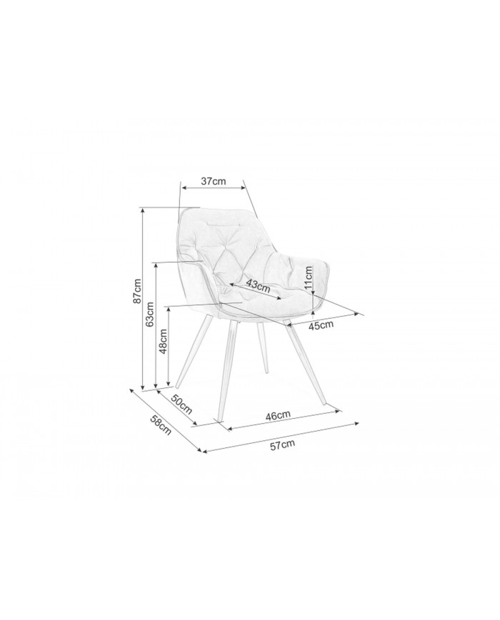 Chaise rembourrée en tissu avec pieds métal Cherry