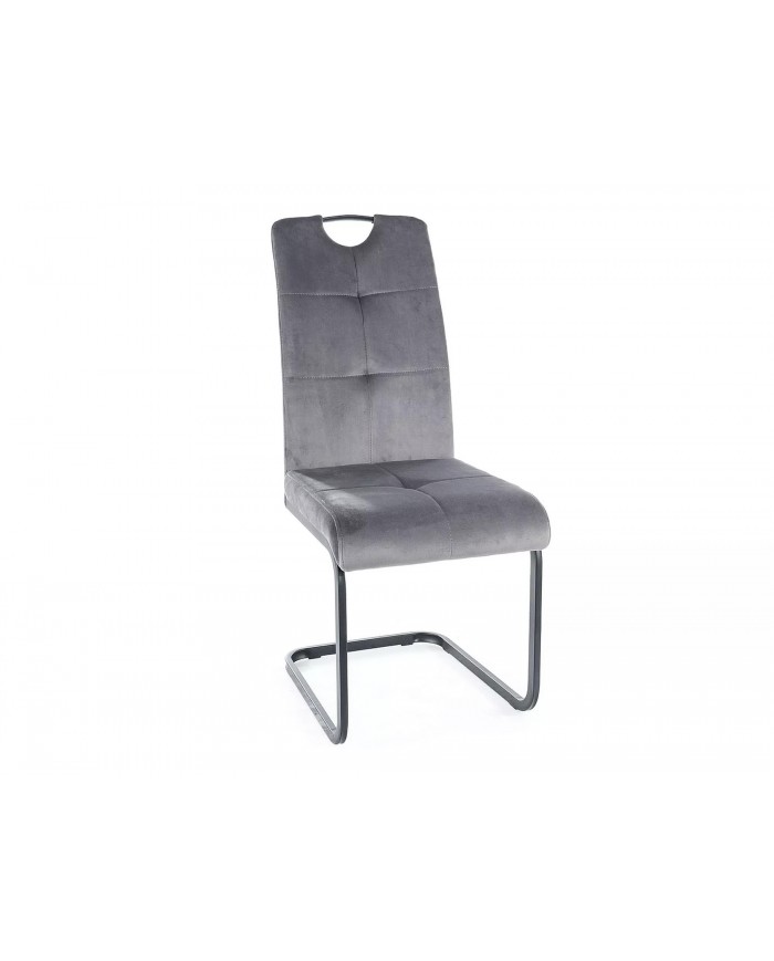 Chaise rembourrée en tissu ou velours avec poignée et pieds en métal Axo