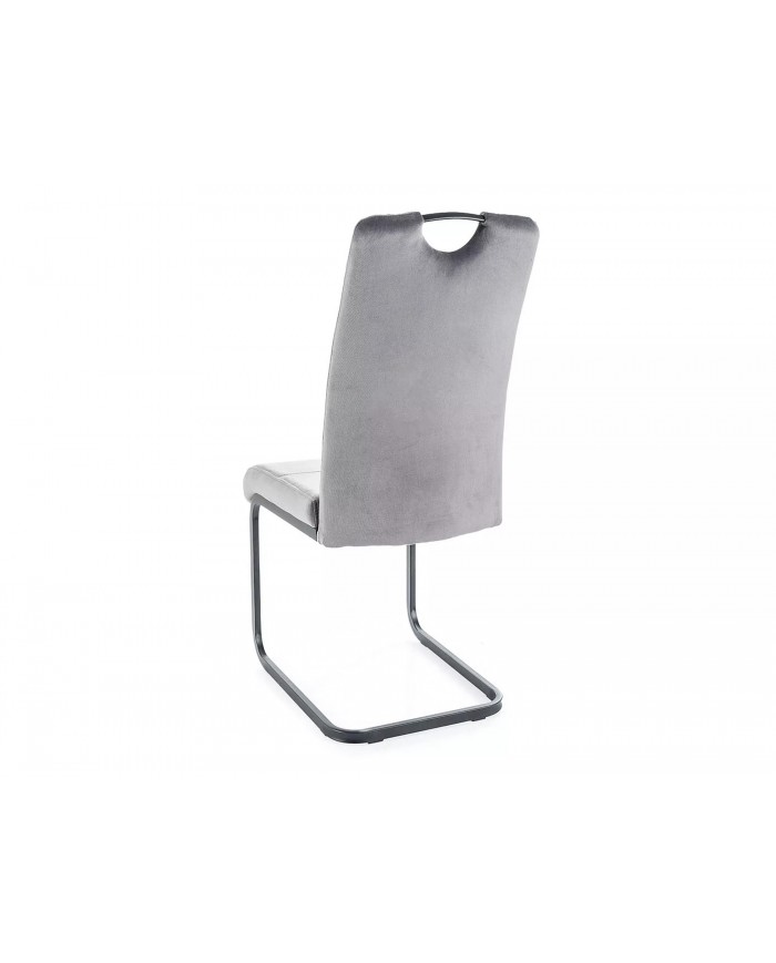 Chaise rembourrée en tissu ou velours avec poignée et pieds en métal Axo