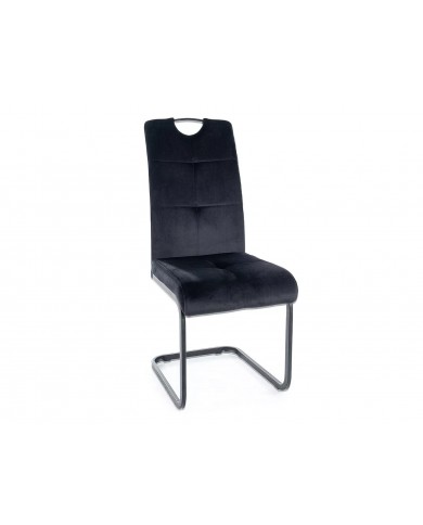 Chaise rembourrée en tissu ou velours avec poignée et pieds en métal Axo