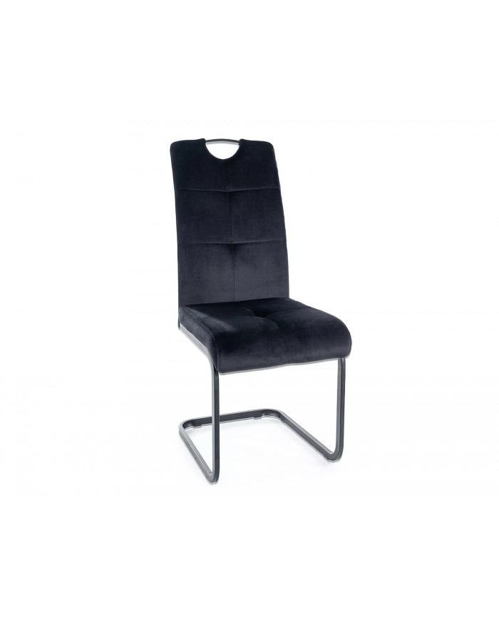 Chaise rembourrée en tissu ou velours avec poignée et pieds en métal Axo