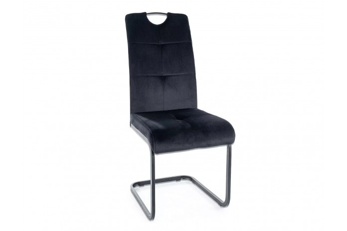 Chaise rembourrée en tissu ou velours avec poignée et pieds en métal Axo