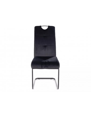 Chaise rembourrée en tissu ou velours avec poignée et pieds en métal Axo