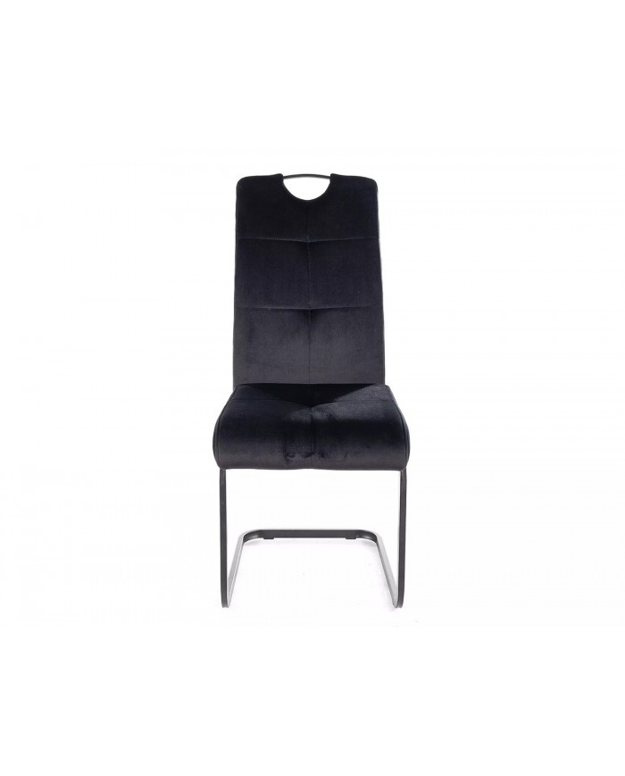 Chaise rembourrée en tissu ou velours avec poignée et pieds en métal Axo