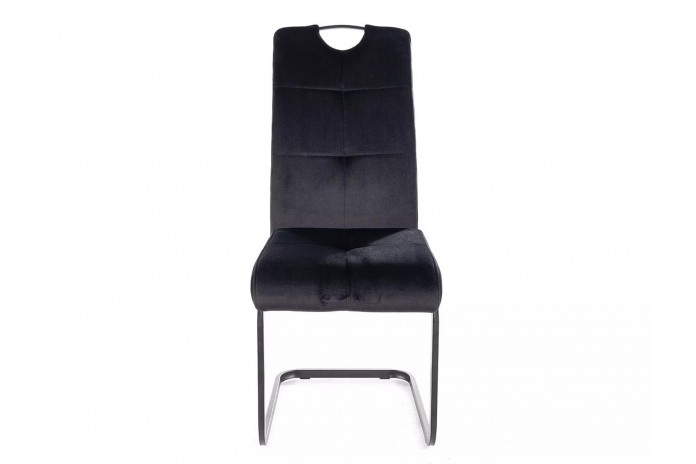Chaise rembourrée en tissu ou velours avec poignée et pieds en métal Axo