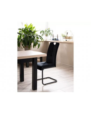 Chaise rembourrée en tissu ou velours avec poignée et pieds en métal Axo