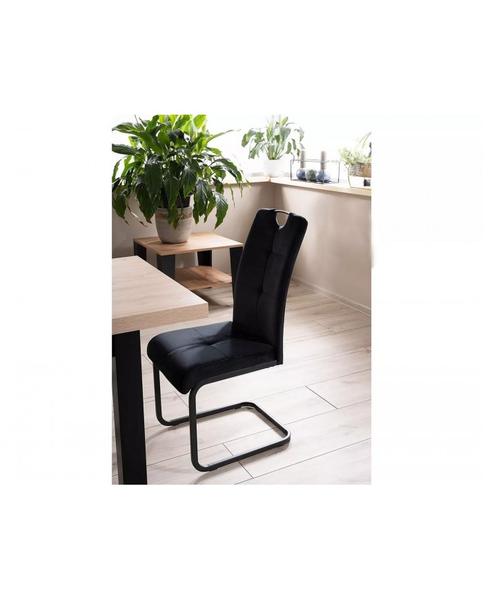 Chaise rembourrée en tissu ou velours avec poignée et pieds en métal Axo