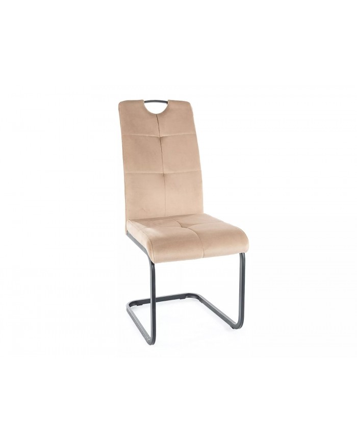Chaise rembourrée en tissu ou velours avec poignée et pieds en métal Axo