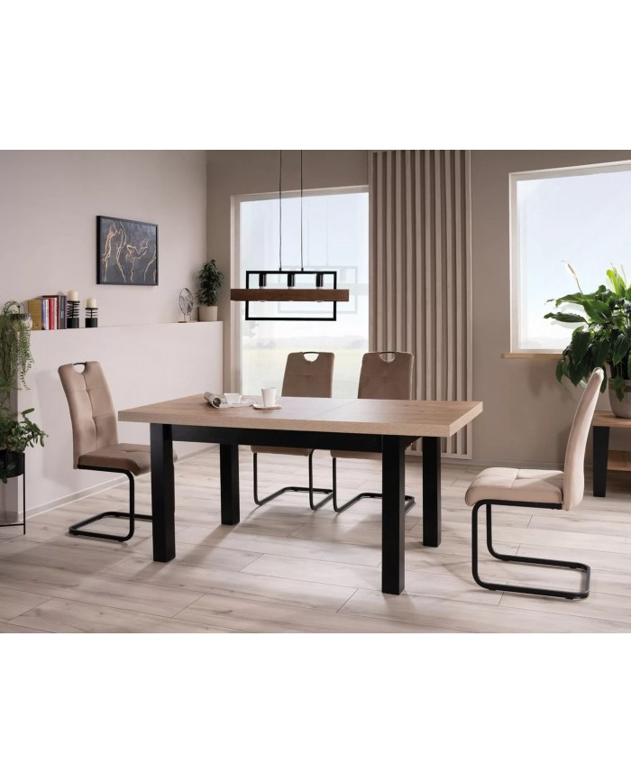 Chaise rembourrée en tissu ou velours avec poignée et pieds en métal Axo