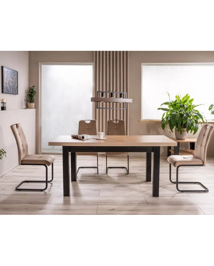 Chaise rembourrée en tissu ou velours avec poignée et pieds en métal Axo