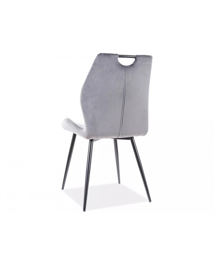Chaise rembourrée en tissu ou velours pieds et poignée en métal Arco