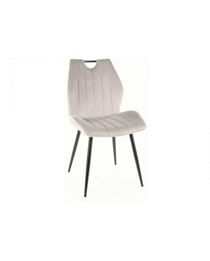 Chaise rembourrée en tissu ou velours pieds et poignée en métal Arco