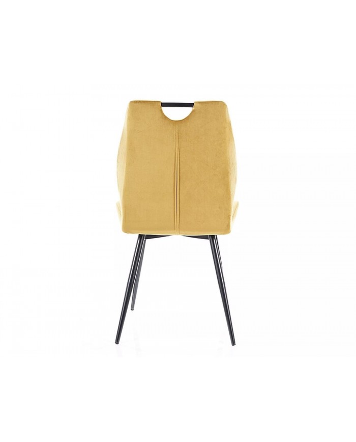 Chaise rembourrée en tissu ou velours pieds et poignée en métal Arco