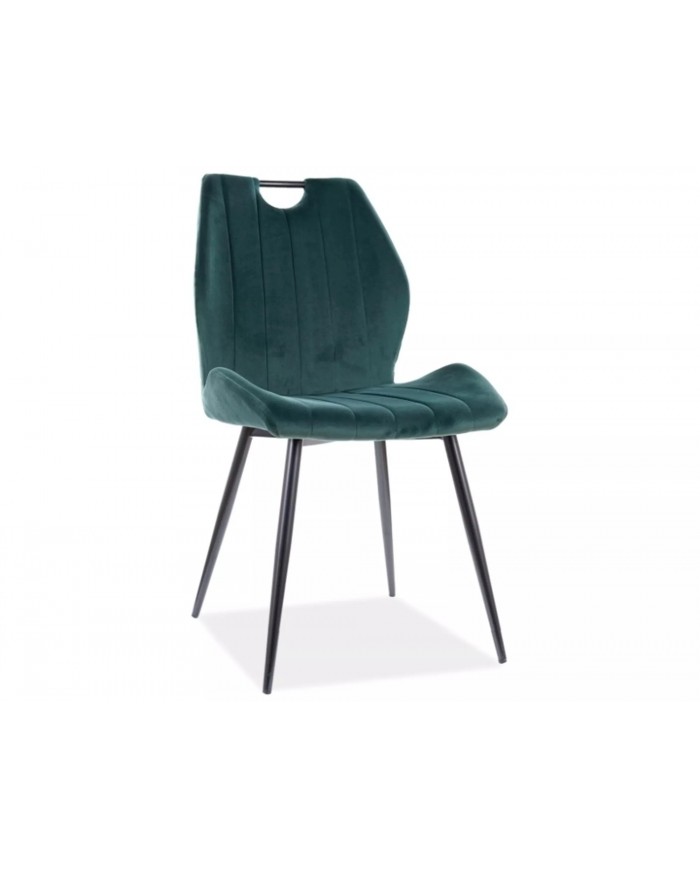 Chaise rembourrée en tissu ou velours pieds et poignée en métal Arco