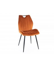 Chaise rembourrée en tissu ou velours pieds et poignée en métal Arco