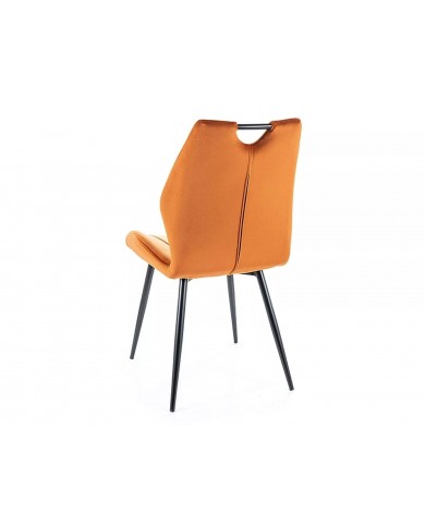 Chaise rembourrée en tissu ou velours pieds et poignée en métal Arco