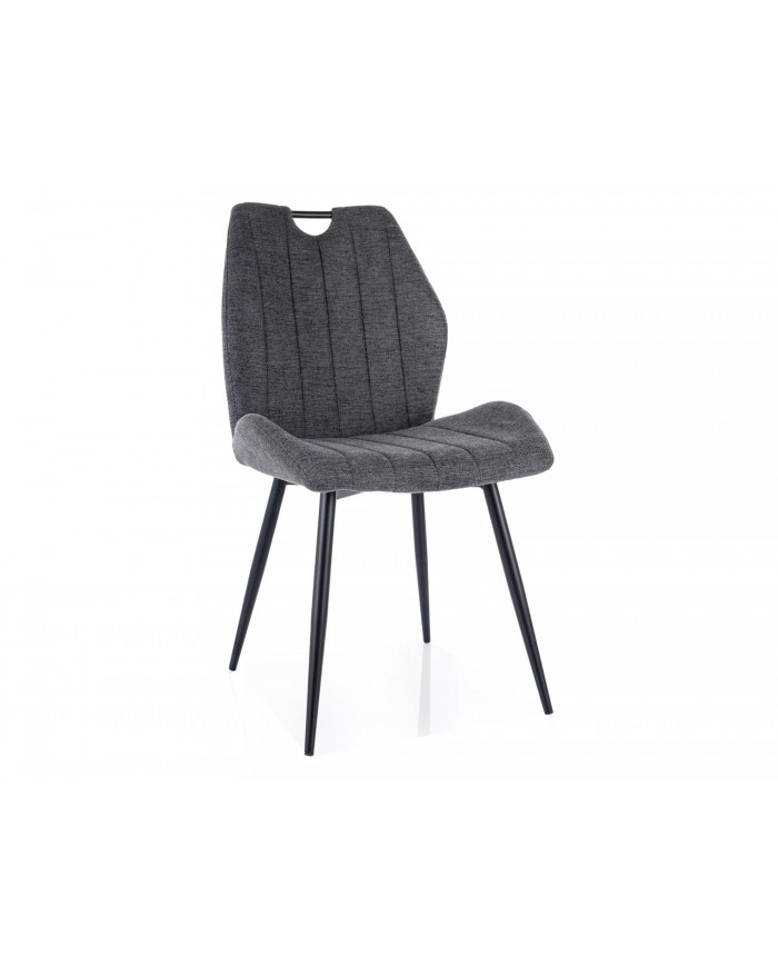 Chaise rembourrée en tissu ou velours pieds et poignée en métal Arco