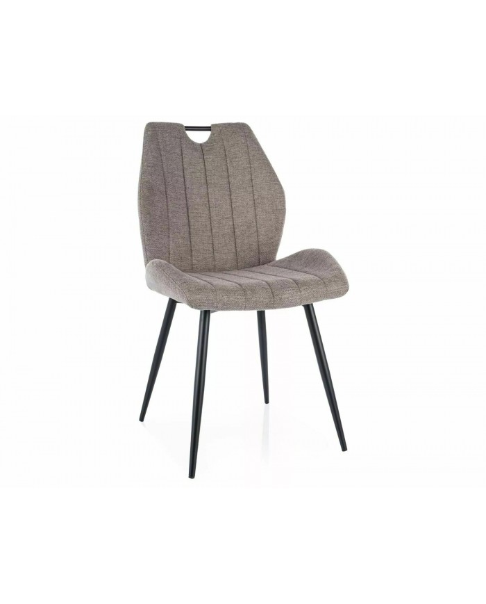 Chaise rembourrée en tissu ou velours pieds et poignée en métal Arco